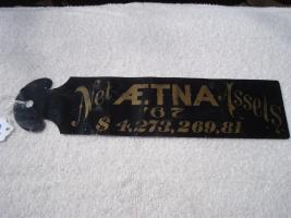 Ledger Marker. Aetna Insurance Company. Gold lett