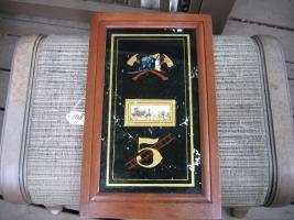 Beautiful Reverse Glass Sign. Black Backgroun wit