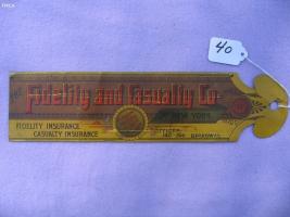 Fidelity and Casualty Co. Ledger Marker. Back sid