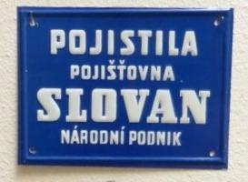 Pojistila Slovan. Czechoslovakia. Tin. White on