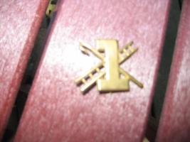Fire Pin. Copper Color "1" with Ladder. 1 1/4 x 1
