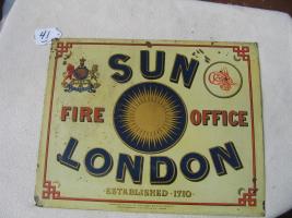 Sun Fire Office London Sign. Iron. 13 1/2x 11. D