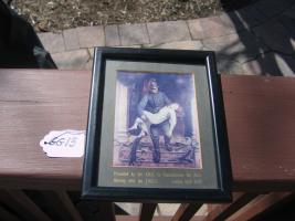 Small Fire Framed Print Showing Firefighter Carryi