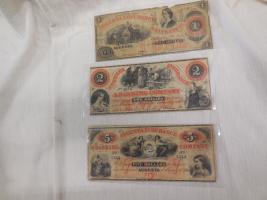 Augusta Insurance Company currency - $1, $3, and $5